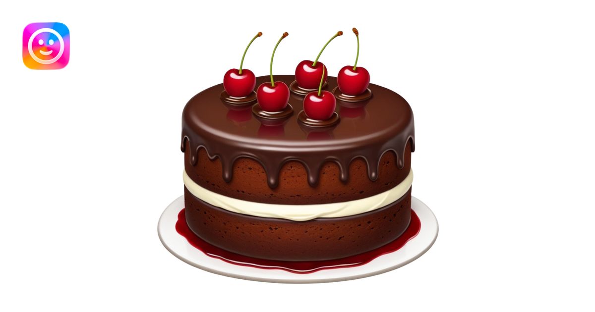 Chocolate cake with white buttercream frosting and cherry sauce emoji ...