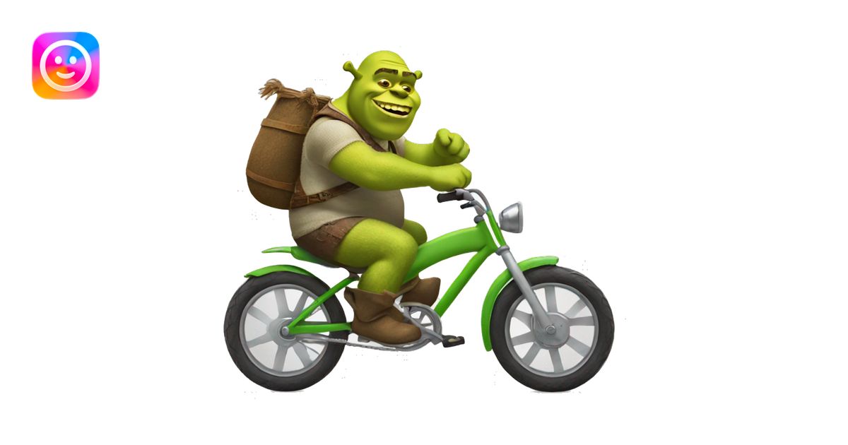 Shrek riding a bike emoji | AI Emoji Generator