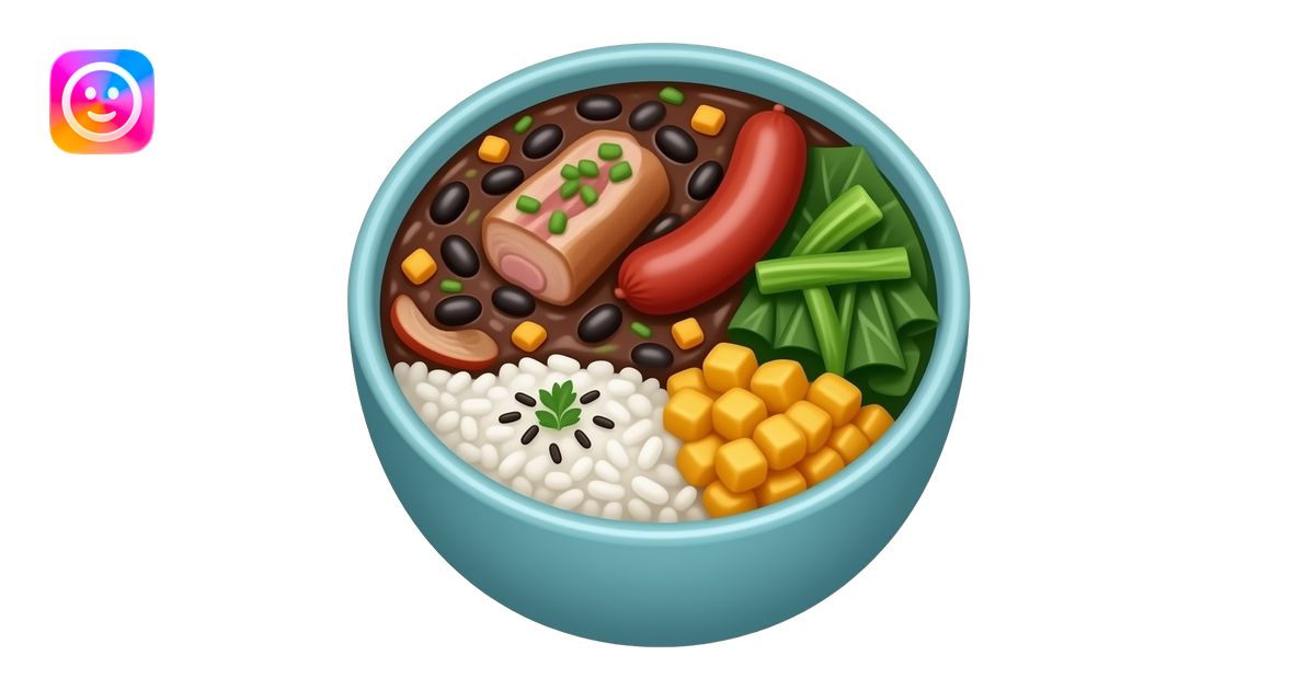 iOS emoji, Brazilian feijoada: black bean stew with pork and sausage ...