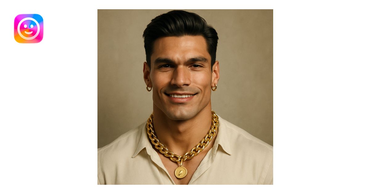 Transform the image into a giga chad style with a strong jawline and ...