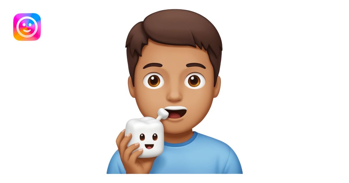 Marshmallow in mouth emoji | AI Emoji Generator