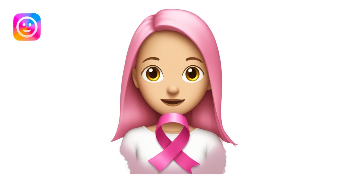 Pink ribbon with girl emoji | AI Emoji Generator