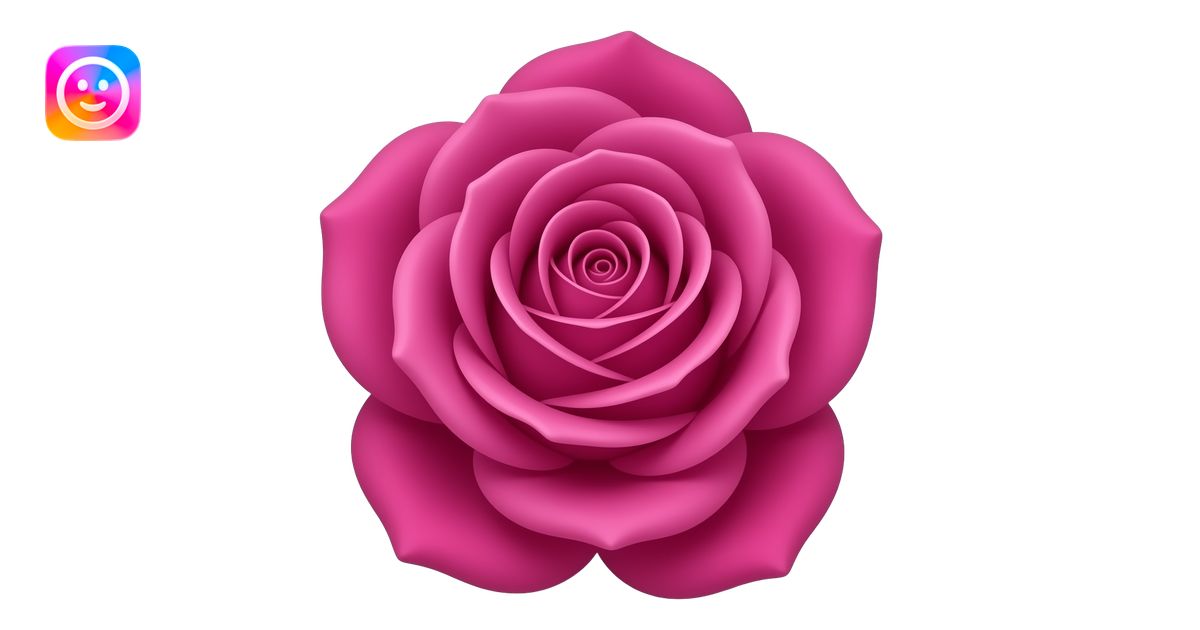 Baronesse rose, vivid magenta, dense petals, emoji icon, flat, no pink ...
