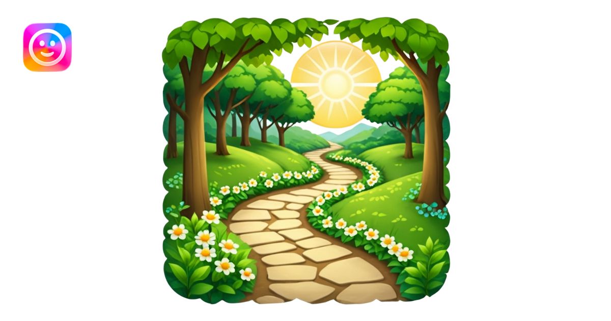 A nature pathway with sunlight emoji | AI Emoji Generator