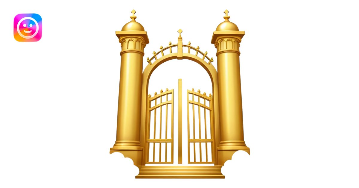 the golden gates to heaven closed in the middle of the emoji with a ...