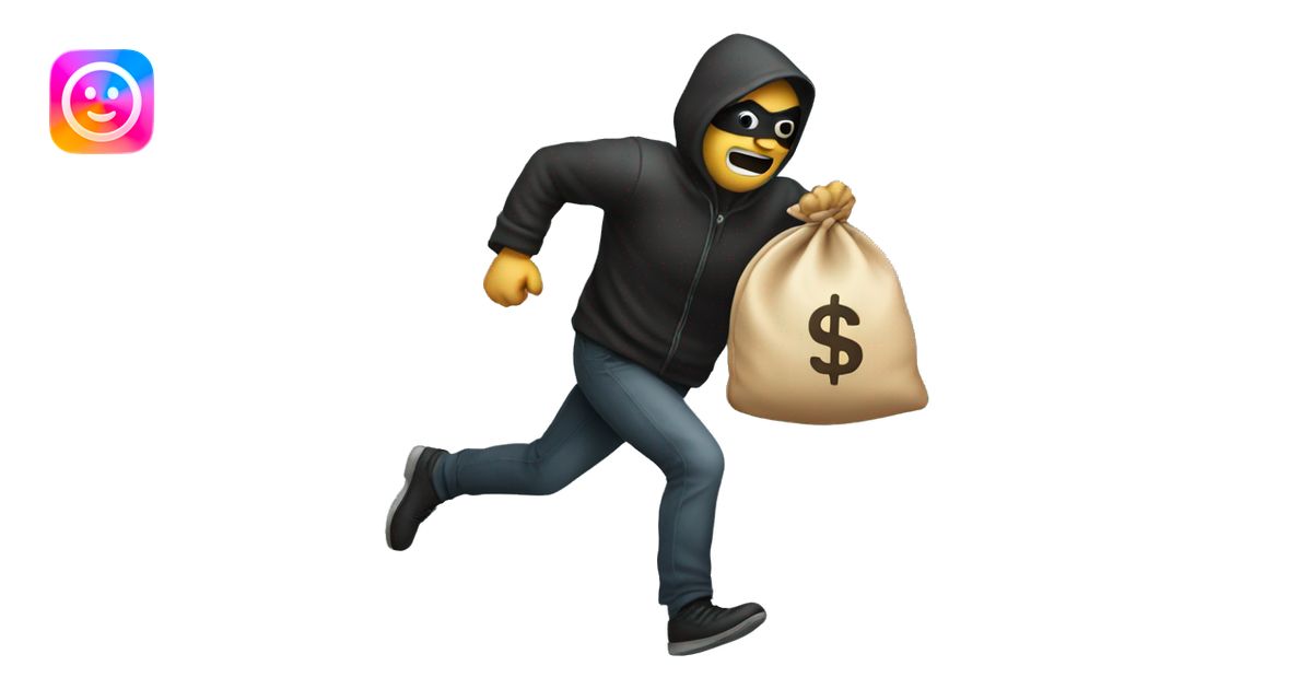 A robber running with a money bag emoji | AI Emoji Generator