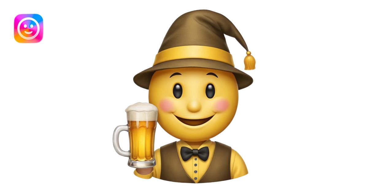 Ein lachender Smilie mit Bierglas und Gamsbart Hut emoji | AI Emoji ...