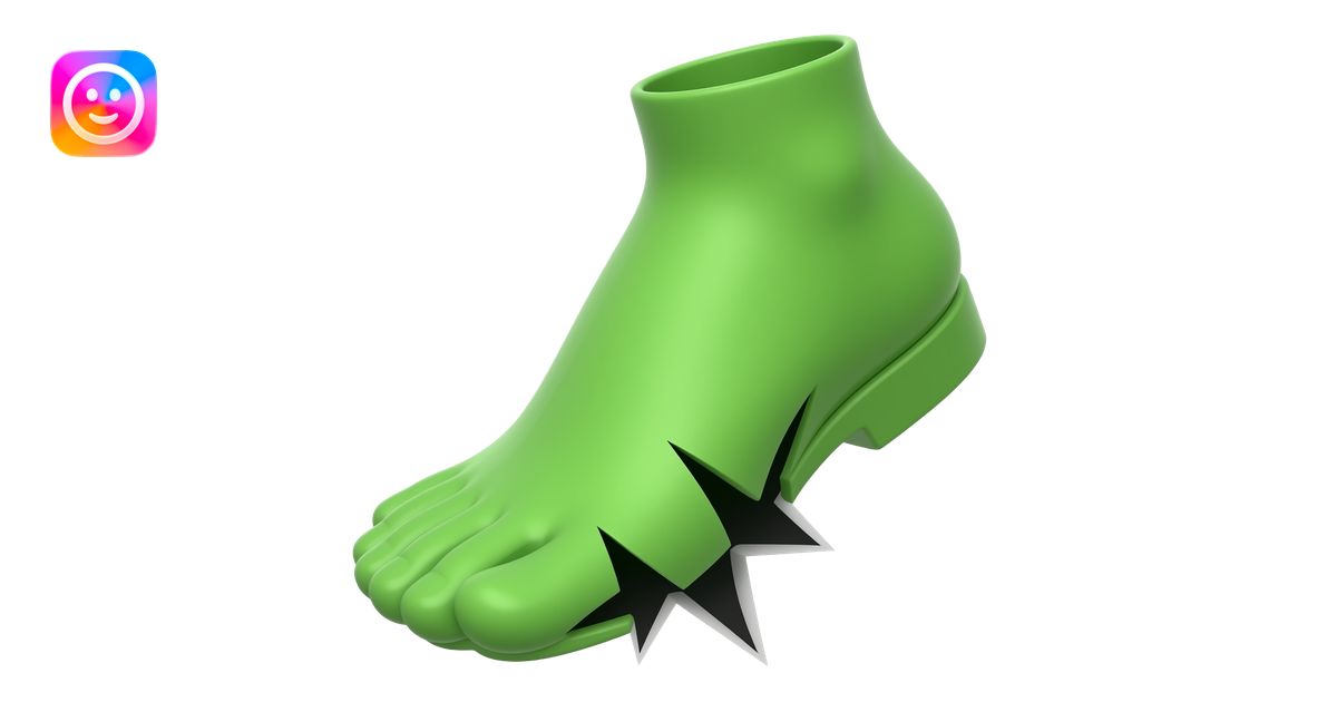 green massive foot ripping a shoe inside emoji | AI Emoji Generator