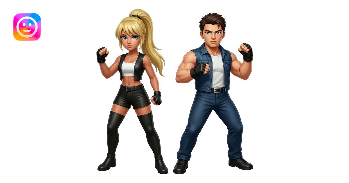 nina williams vs forest law from tekken 3 emoji | AI Emoji Generator