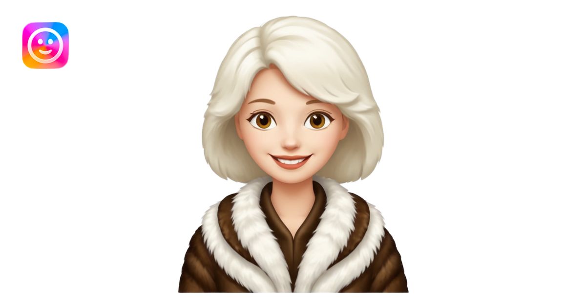 luxary white fur coat woman emoji | AI Emoji Generator
