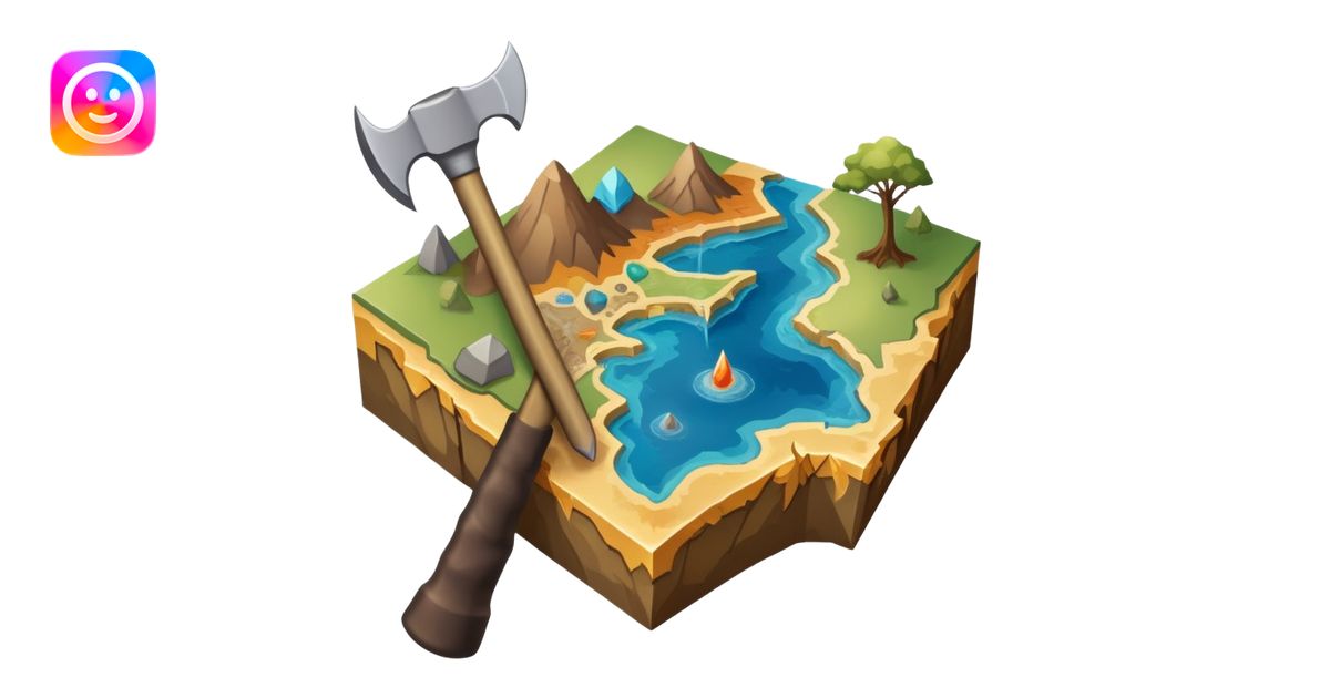 An icon featuring a pickaxe and a geological map, and layers of Earth’s ...