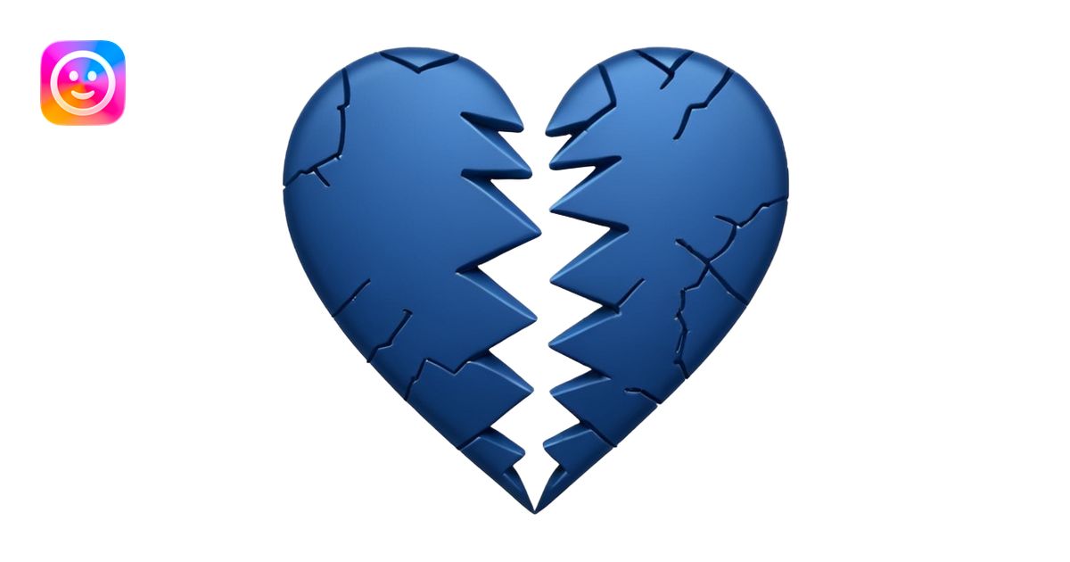 Emoji de corazón azul oscuro roto ala mitad emoji | AI Emoji Generator