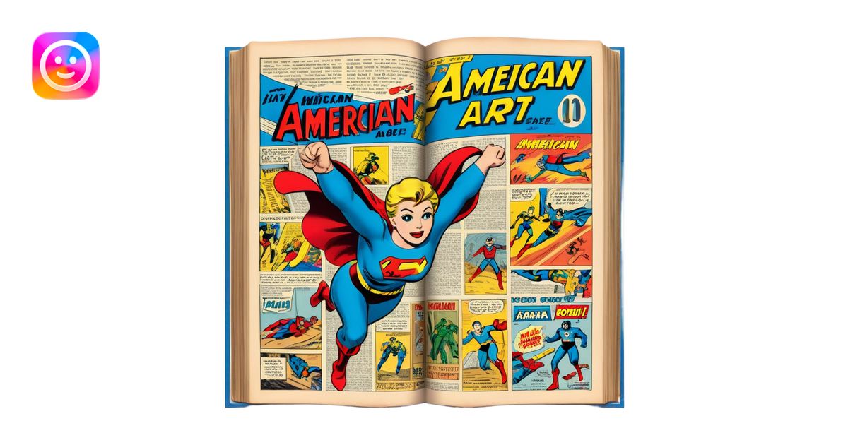 Create a vibrant emoji representing comic books and graphic novels. The ...