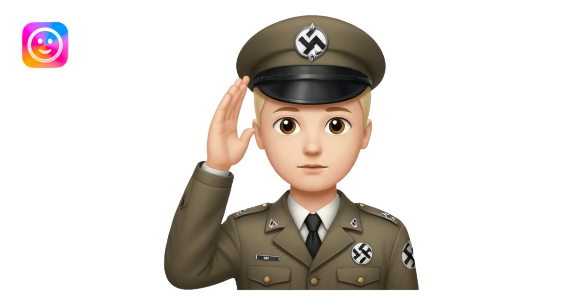 Hitler salute with nazi symbol on shirt emoji | AI Emoji Generator