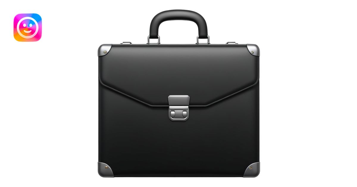 luxury briefcase emoji, matte black metal texture, clean sharp geometry ...
