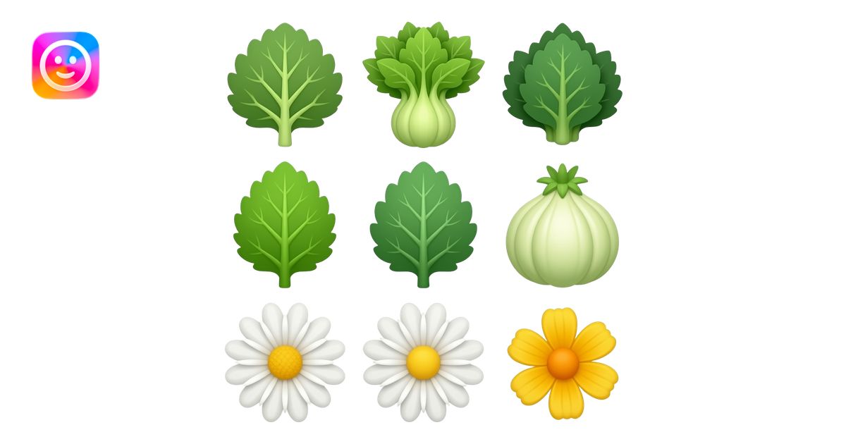 3x3 row of crops and flowers emoji, no background, transparent emoji ...