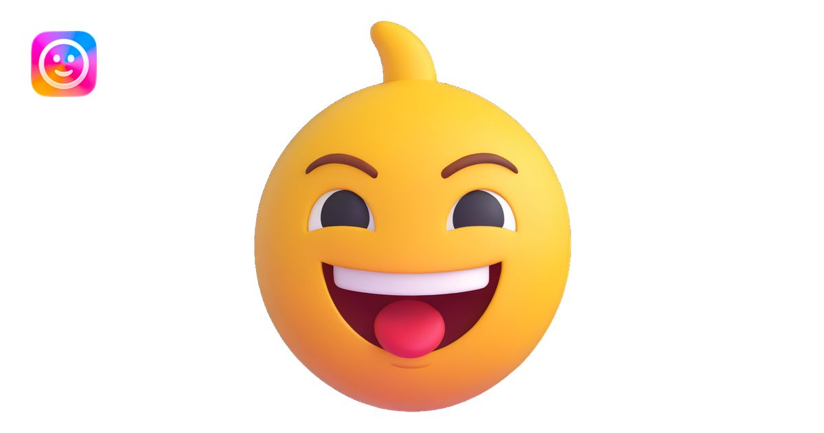 AI emoji with a big smirk, exaggerated funny face, making a silly ...