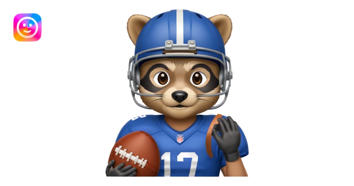 american football player raccoon blue emoji | AI Emoji Generator