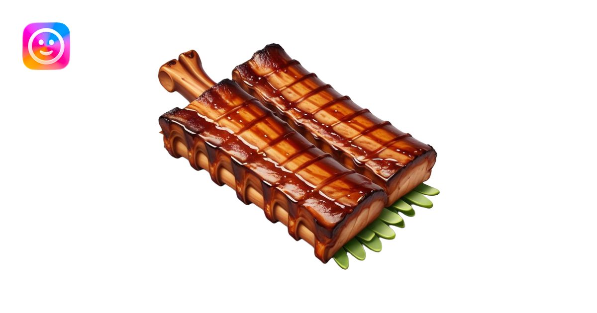 Cinematic Realistic Barbeque Ribs Dish Emoji, depicted as succulent ...