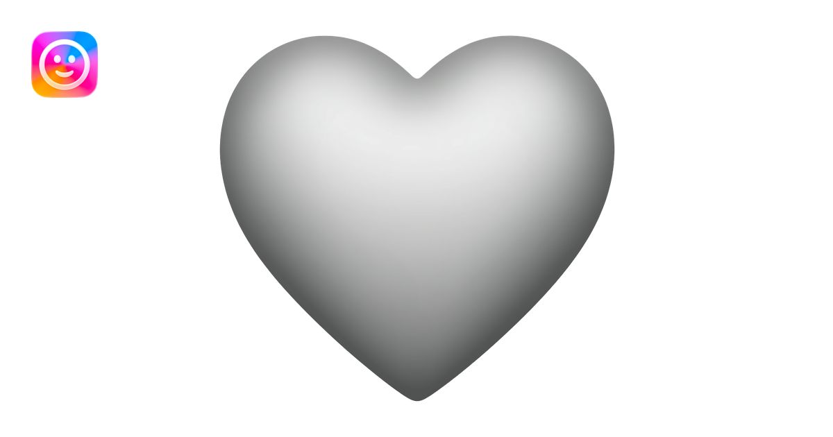 Solid gray heart. Classic emoji, subtle shading, matte colors, minimal ...