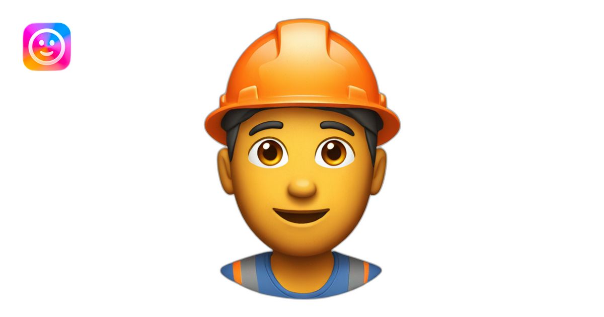 construction worker with orange cone icon on his hat emoji