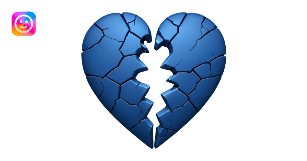 Emoji de corazón azul oscuro roto ala mitad emoji | AI Emoji Generator
