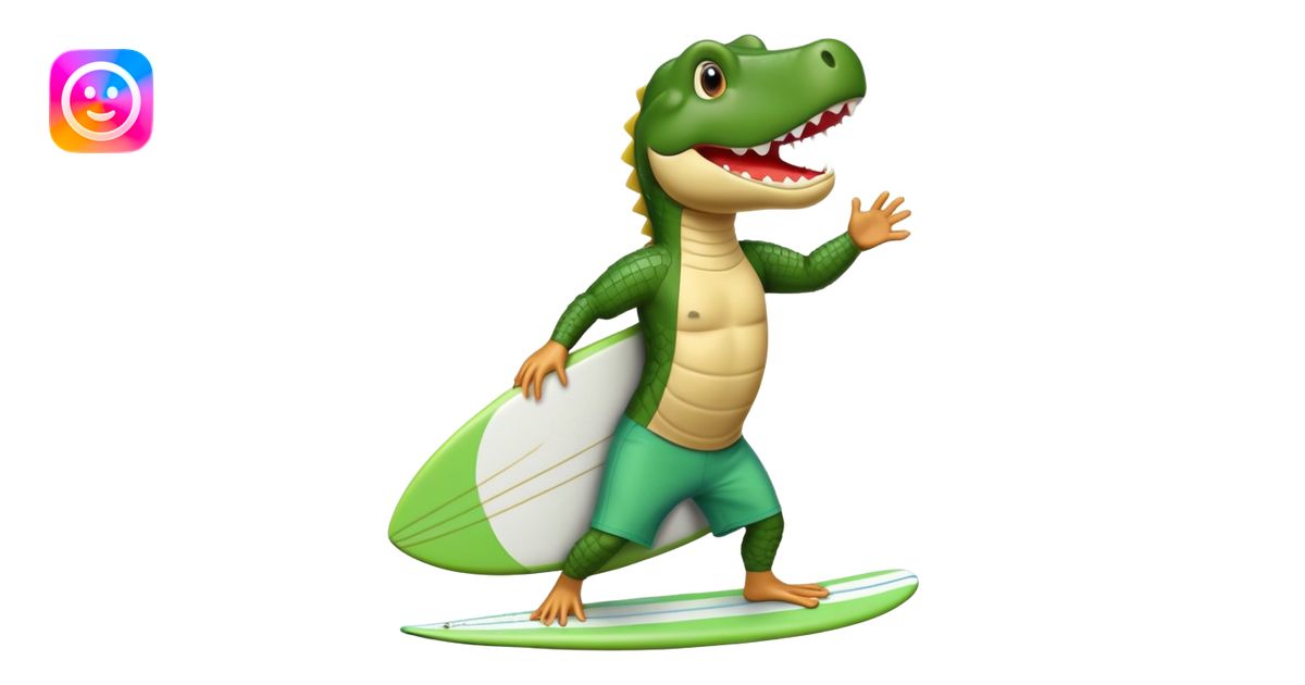Coccodrillo che fa surf emoji | AI Emoji Generator