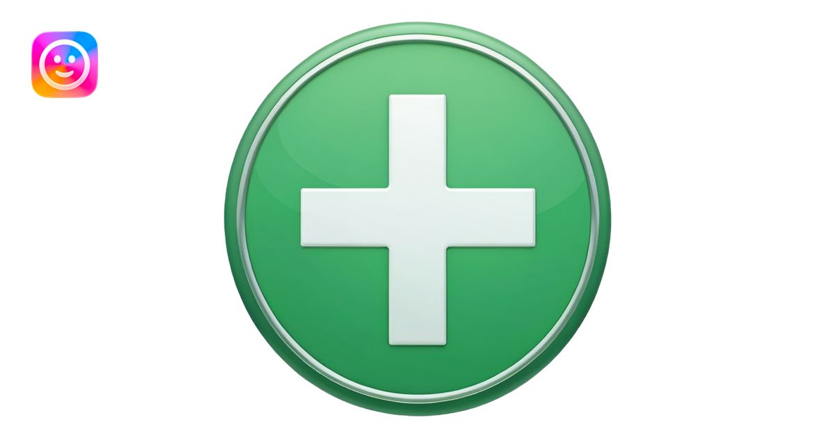 white plus sign with a green circle background emoji | AI Emoji Generator