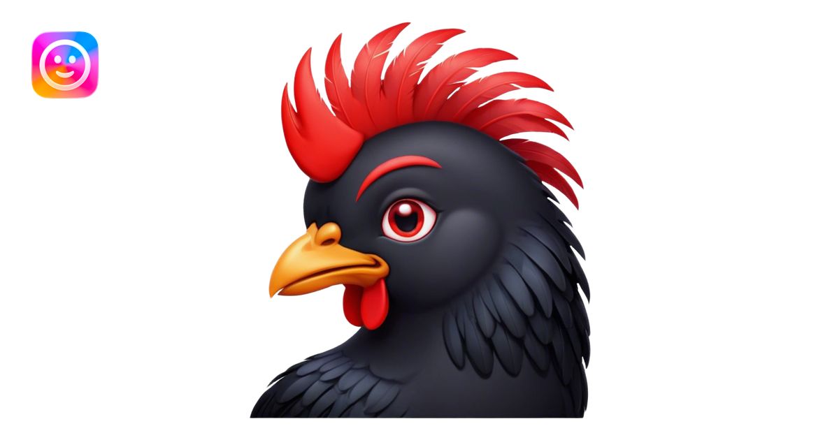 Cinematic Cute Black Chicken Portrait Emoji Head Tilted Playfully And 