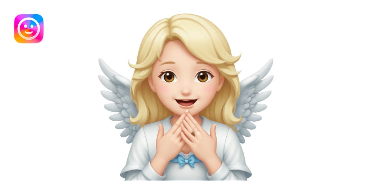 cute anime angel girl laughing with hands over her mouth emoji | AI ...