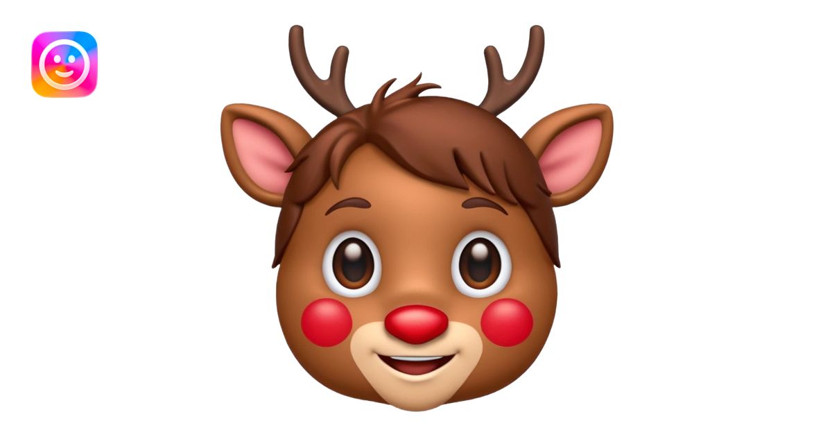 Rudolph cute face emoji for slack simple with hair emoji | AI Emoji ...