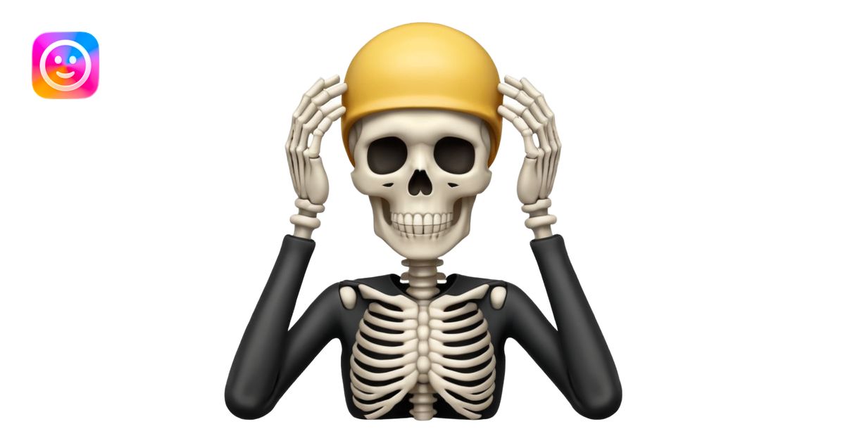 skeleton with hands on head, mind blown emoji | AI Emoji Generator