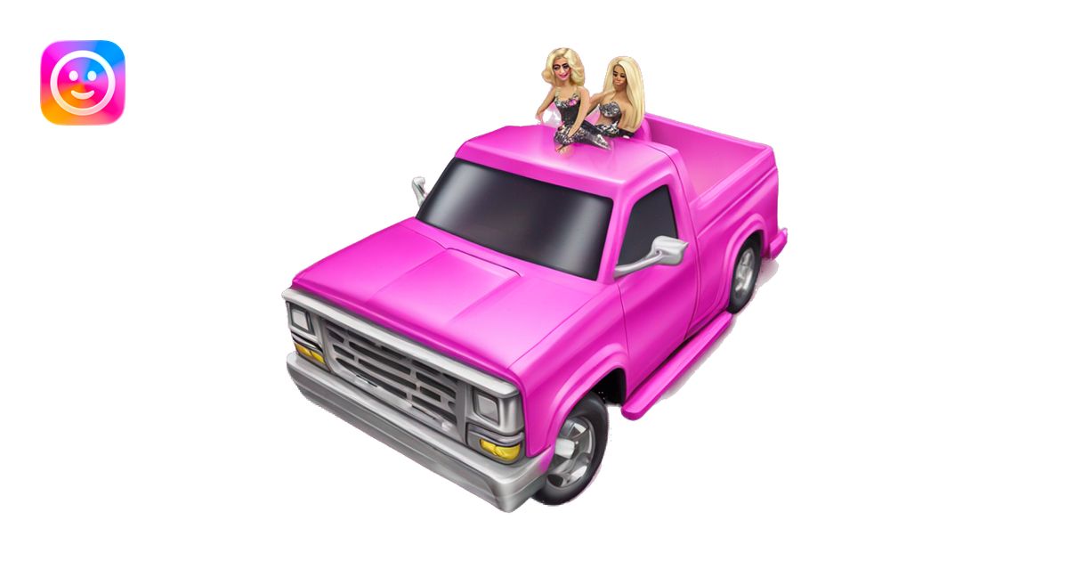 Barbie themed lowrider armored drag racing truck emoji | AI Emoji Generator