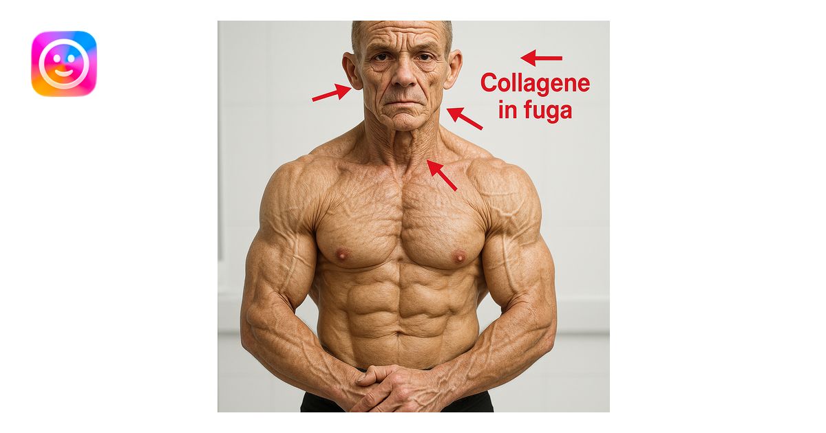 hyper realistic 25 year old bodybuilder with low collagen, aged ...