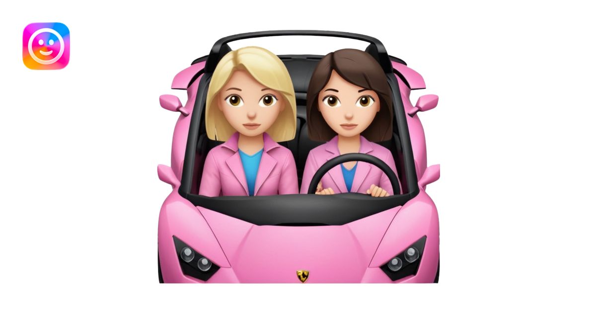 Car facing forward in pink sports car. The best friend girls are not ...