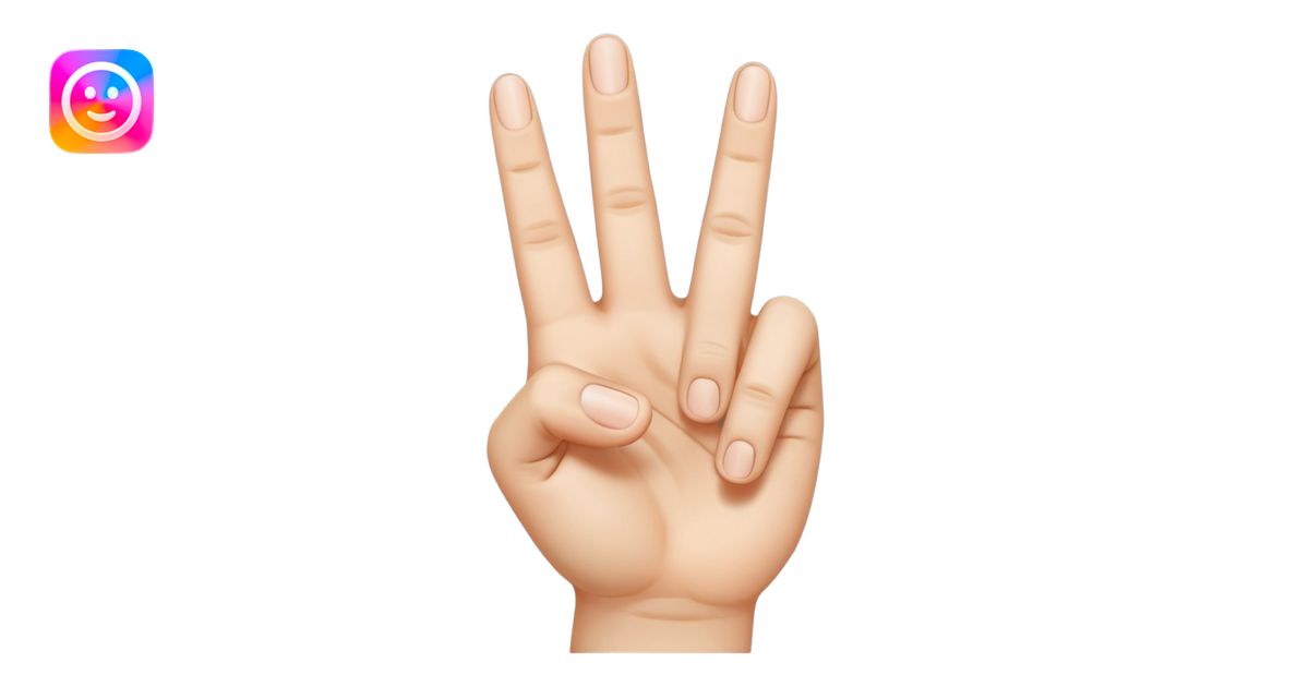 A hand that raises its first three fingers emoji | AI Emoji Generator