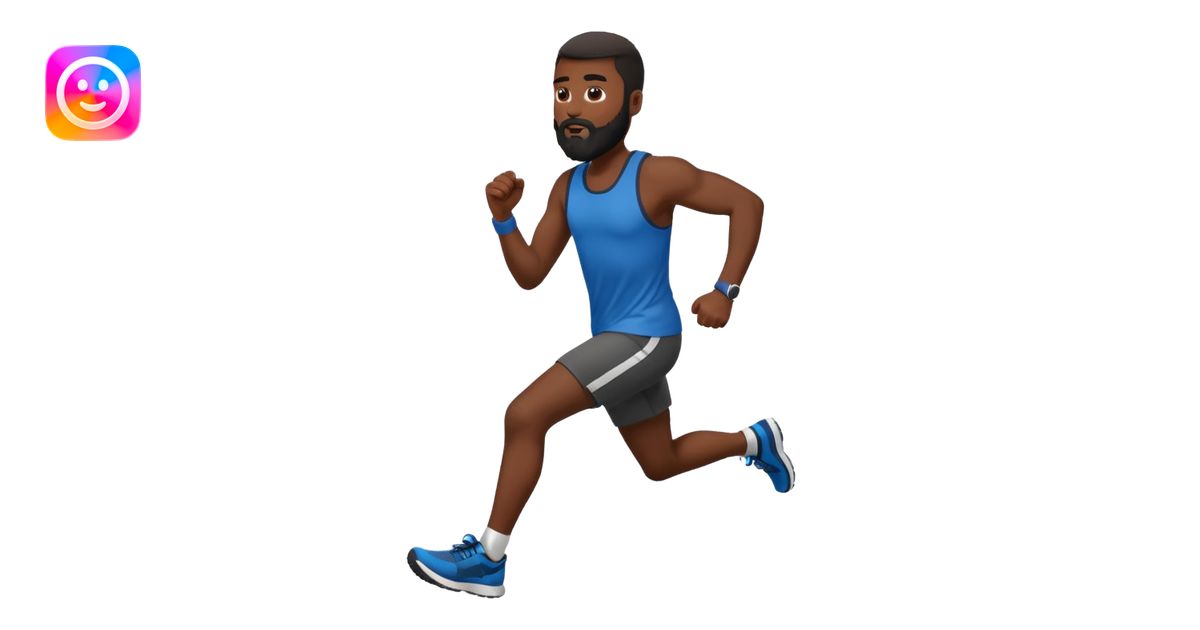 blackman with full beard running exercise sport emoji | AI Emoji Generator