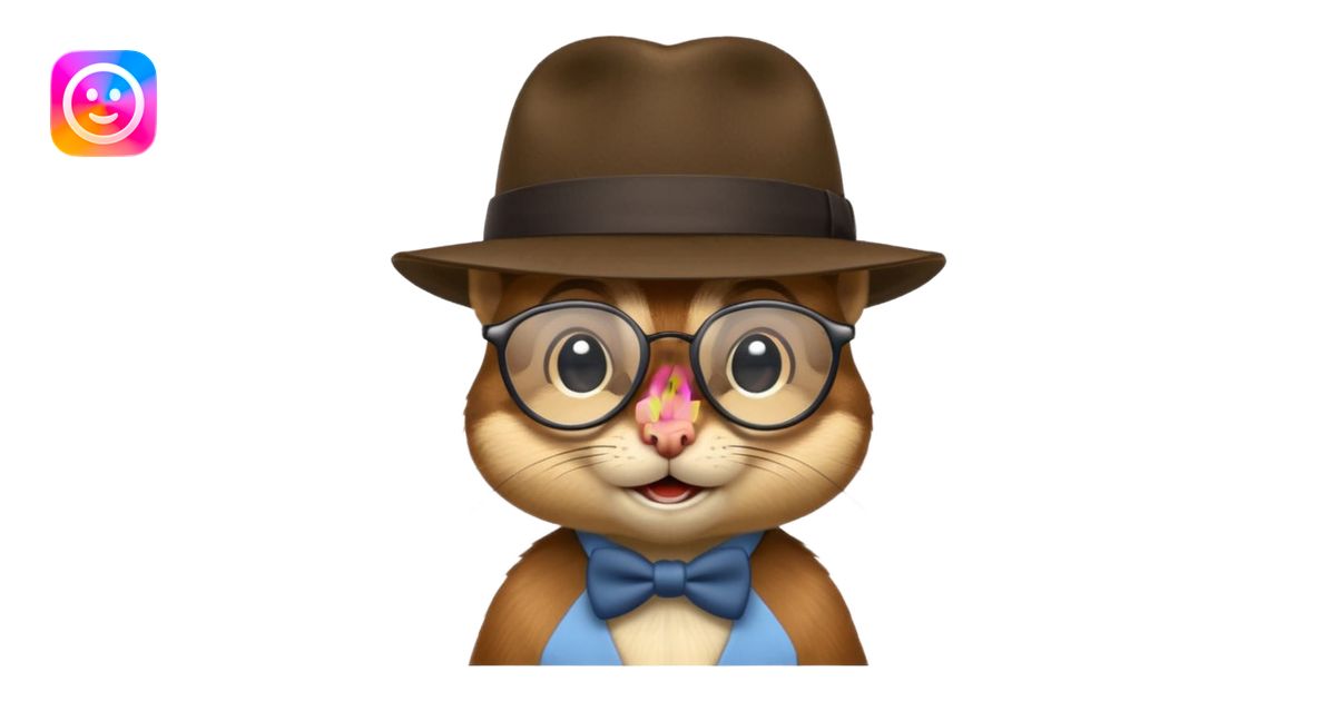 chipmunk with glasses and fedora emoji | AI Emoji Generator