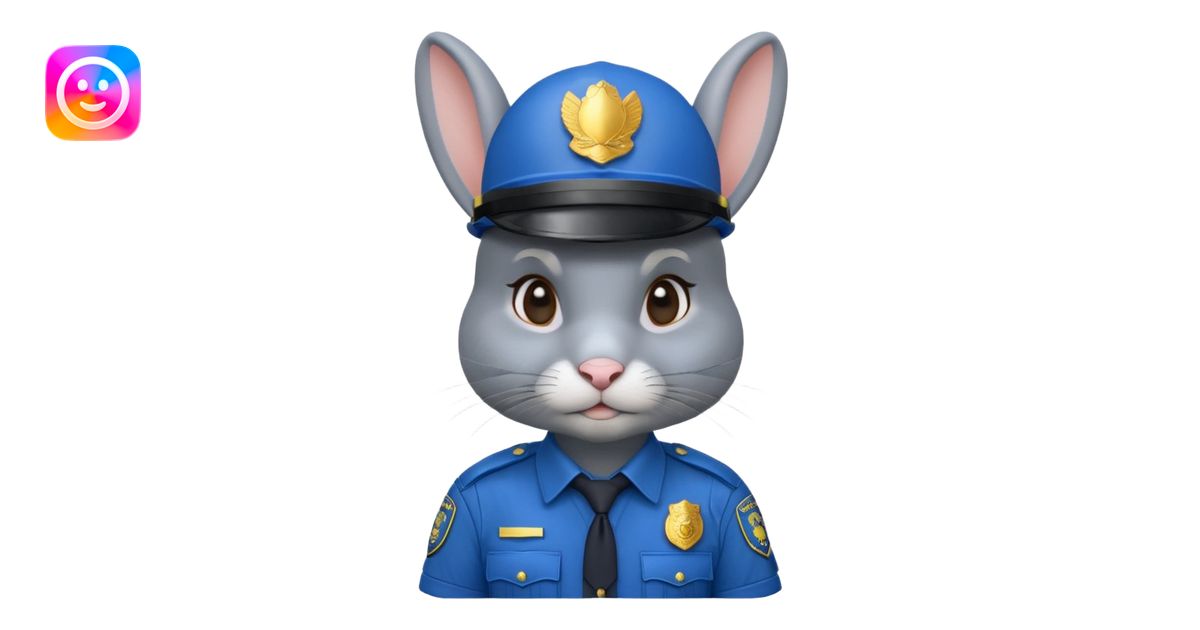 Rabbit police, blue uniform including helmet of uniform emoji | AI ...