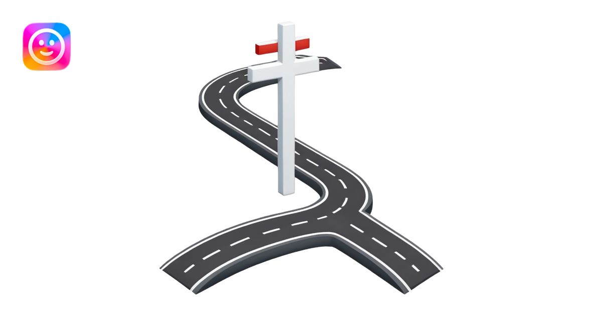 White cross with the letter s integrated that looks like a road or path ...