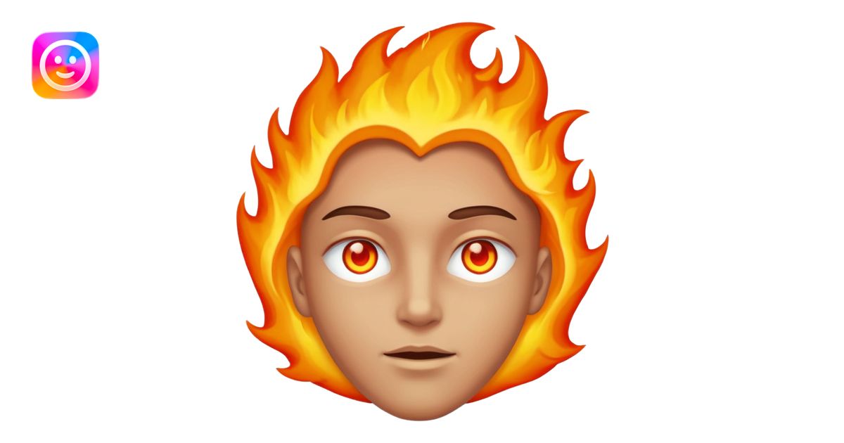 A burning person with fire coming out of where the eyes emoji | AI ...