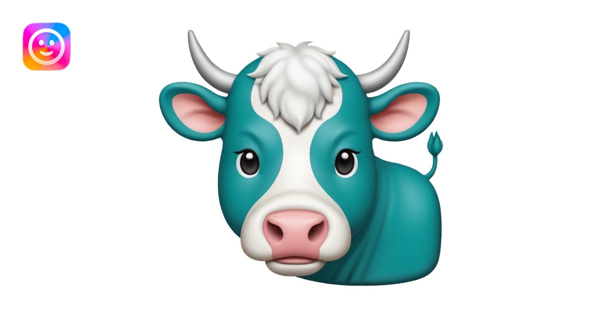 Emoji-style icon of a cow and buffalo with a scan frame or AI detection ...