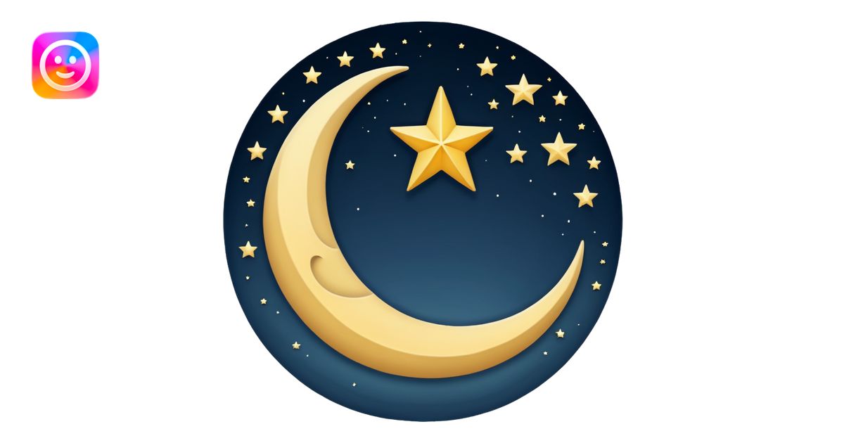 Star and Crescent emoji with black backgroun and no face but the start ...