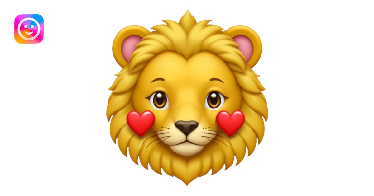 León con corazones en el ojo emoji | AI Emoji Generator