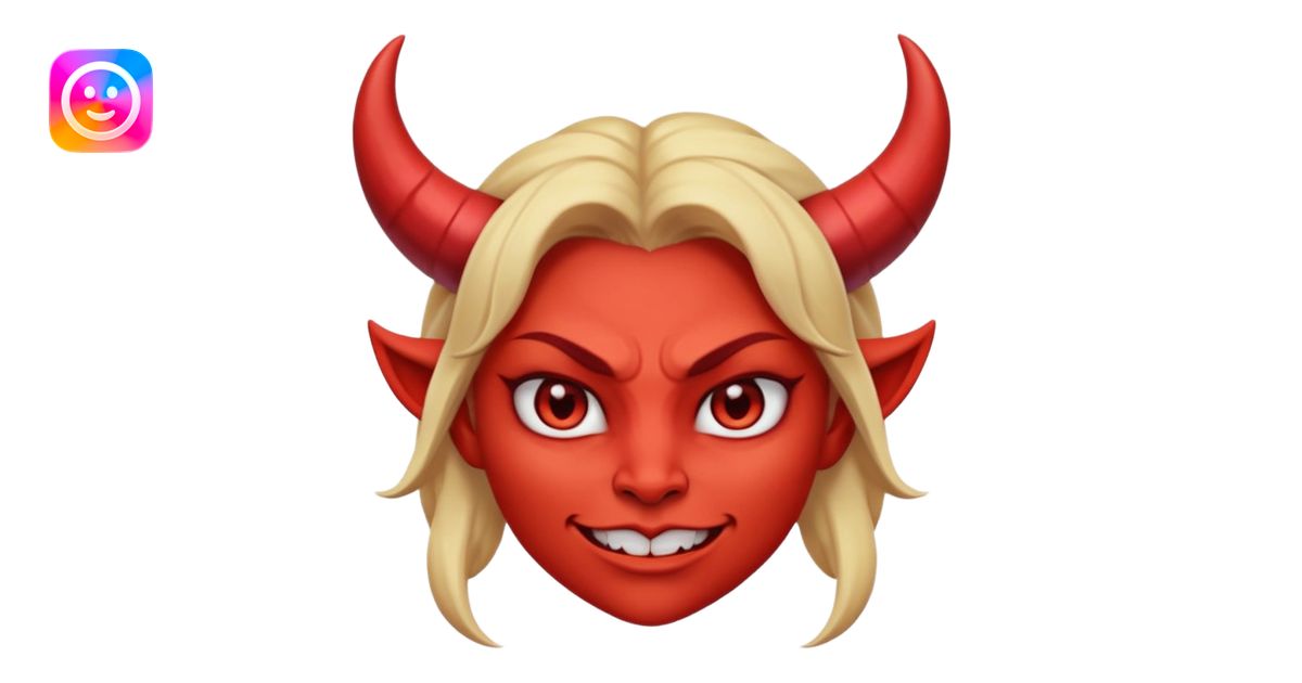 woman Demon cartoon emoji character, head and shoulders included (chest ...