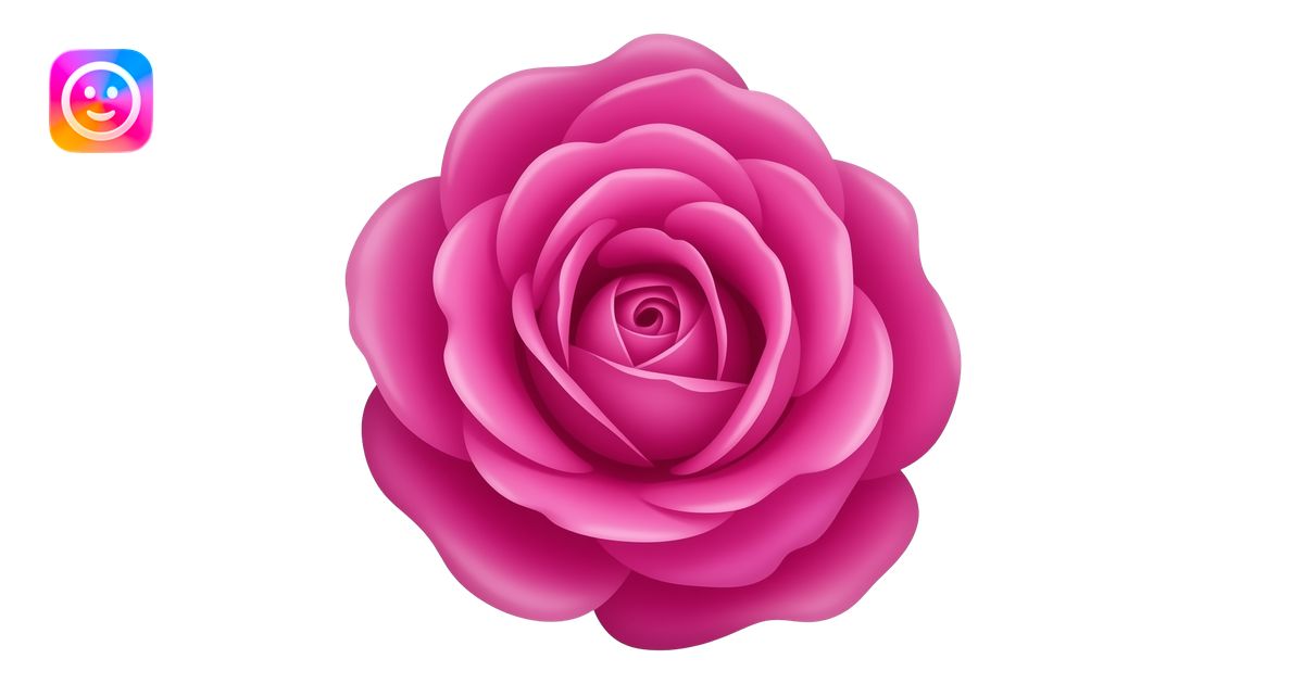 Baronesse rose, vivid magenta, dense petals, emoji icon, flat, no pink ...