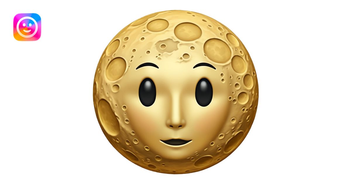 Create a emoji hidden S in moon surface moon colour golden and not face ...