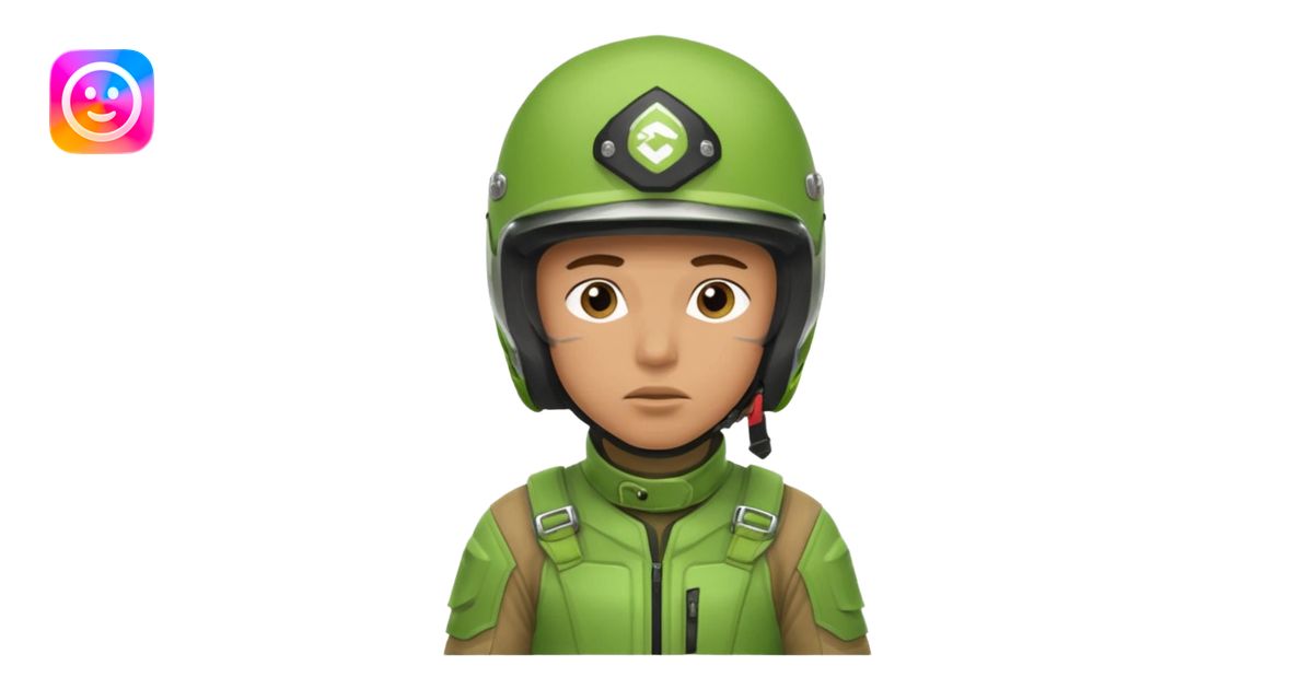 dirtbike rider in green gear thinking about his answer to a question ...
