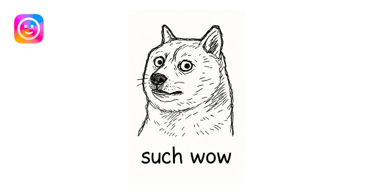 doge dog with a comic sans caption, meme style emoji | AI Emoji Generator