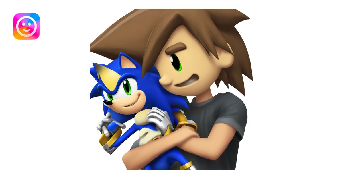 sonic the hedgehog with sora from kingdomhearts in a head lock emoji ...